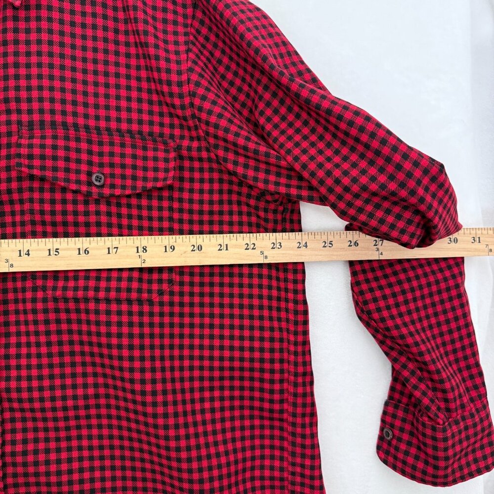 Vintage LL Bean Shirt L Red Buffalo Plaid Flap Pocket Made In USA Button Up - Picture 4 of 9